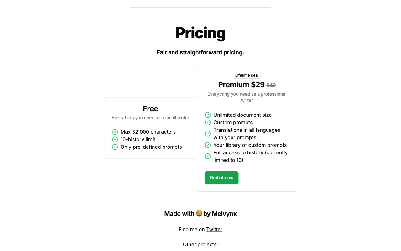 BulkCorrector — pricing page