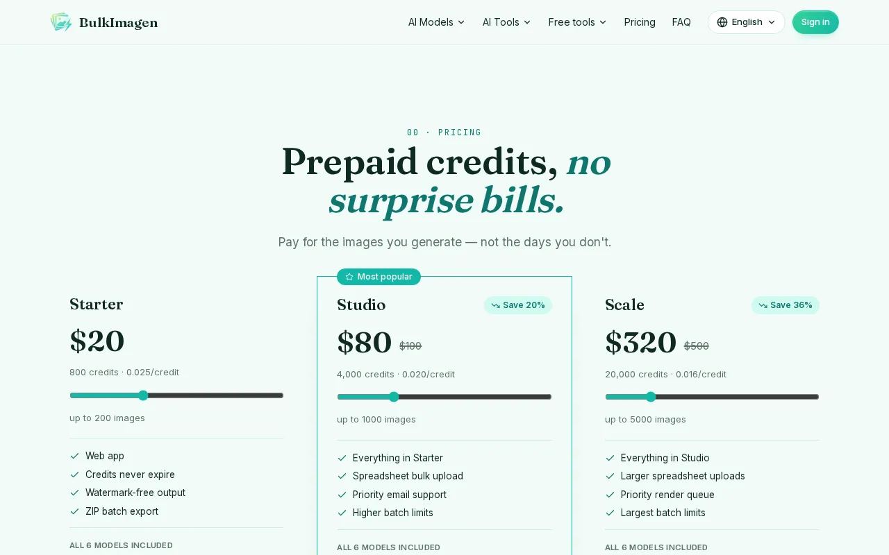 BulkImagen — pricing page
