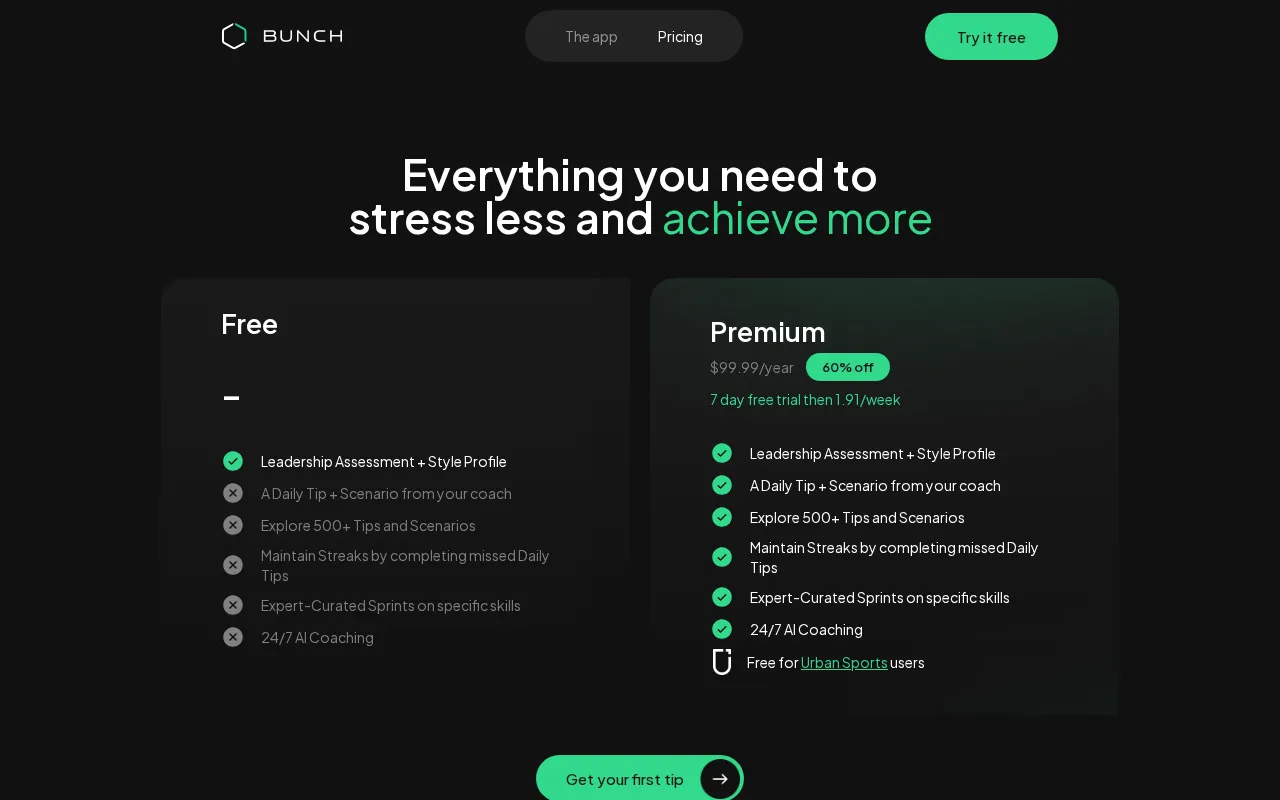 Bunch — pricing page