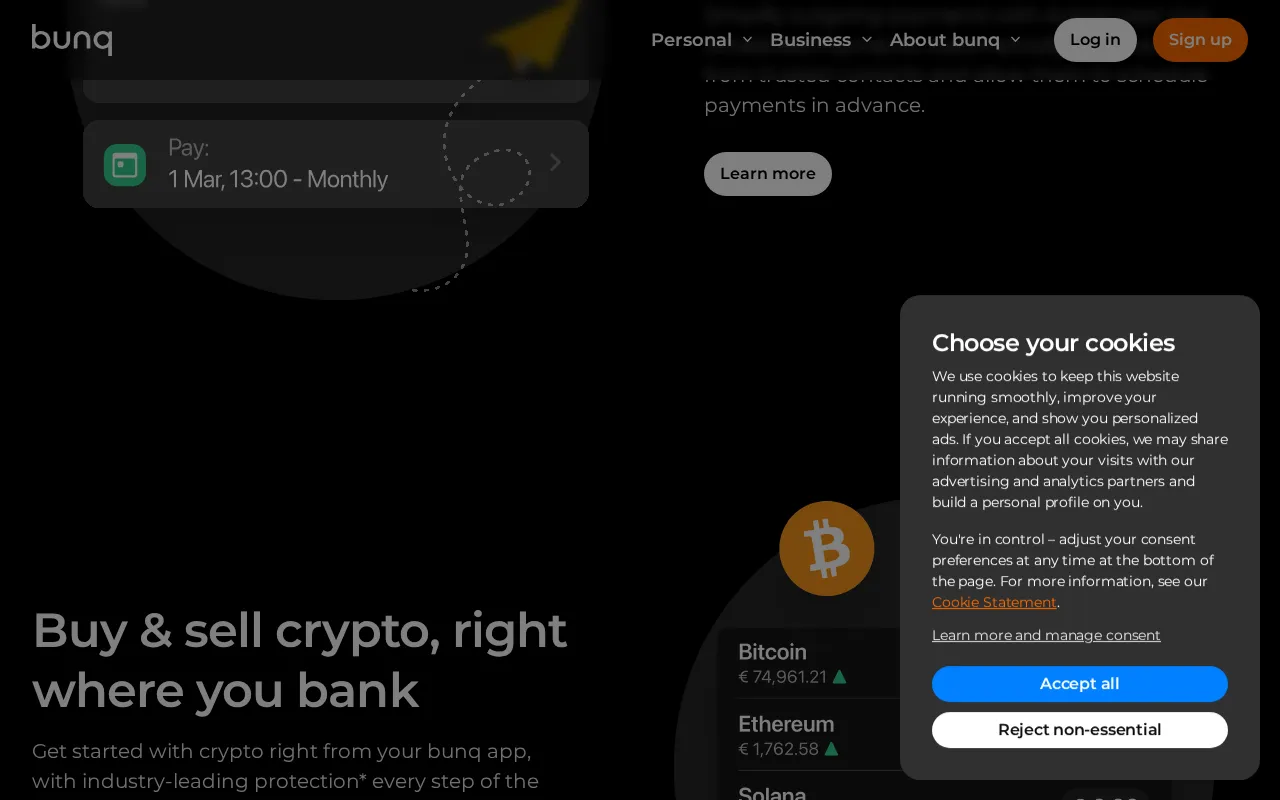 bunq — pricing page