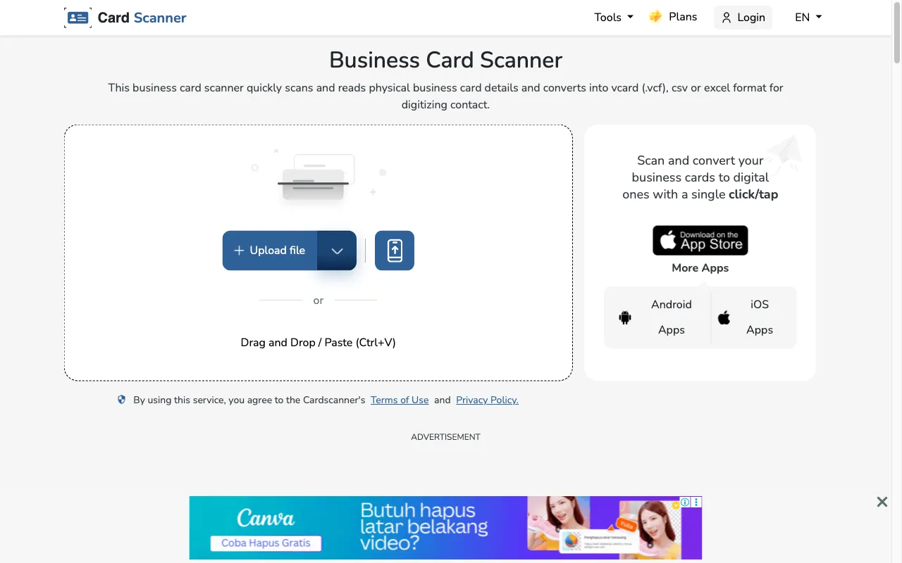 Business Card Scanner — preview screenshot