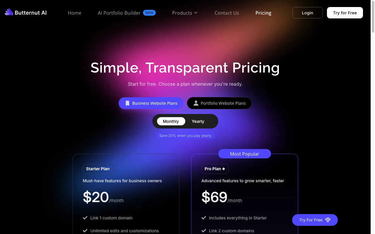 Butternut AI Beta — pricing page