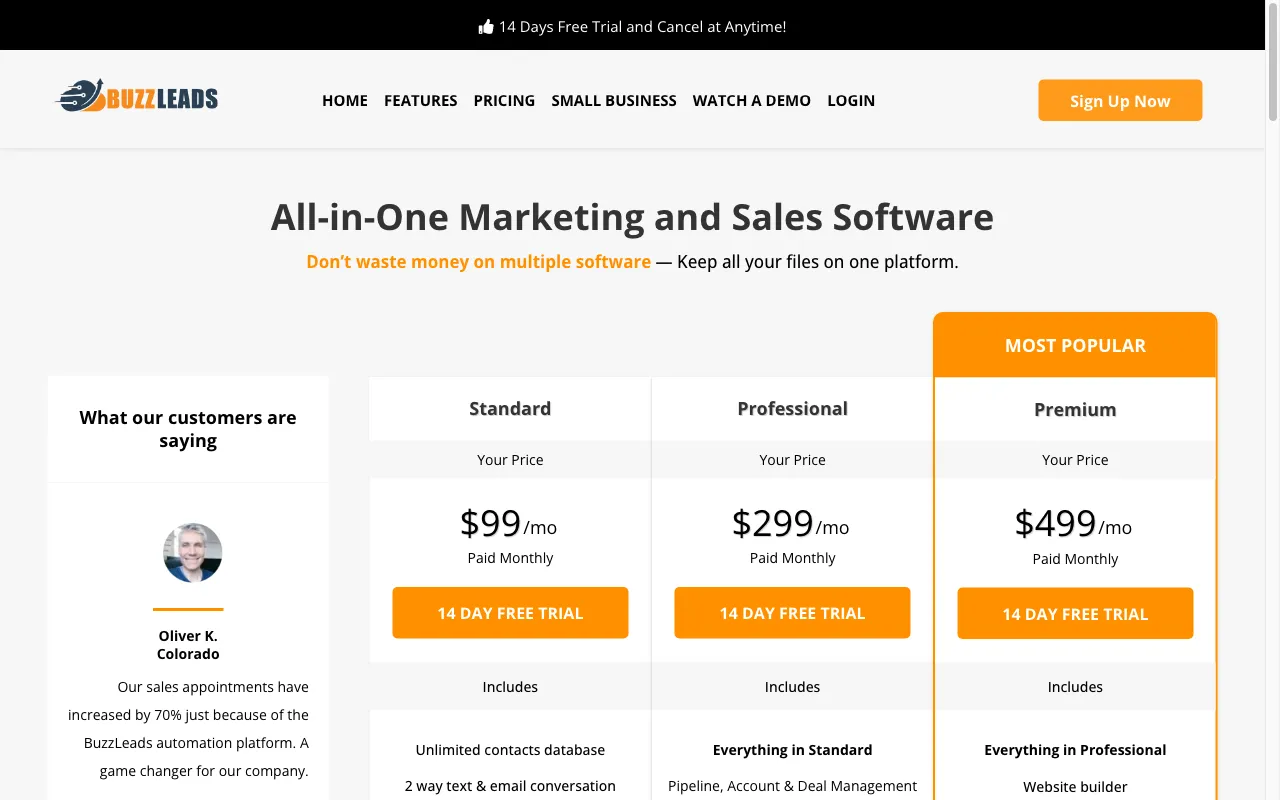 buzzleads.io — pricing page