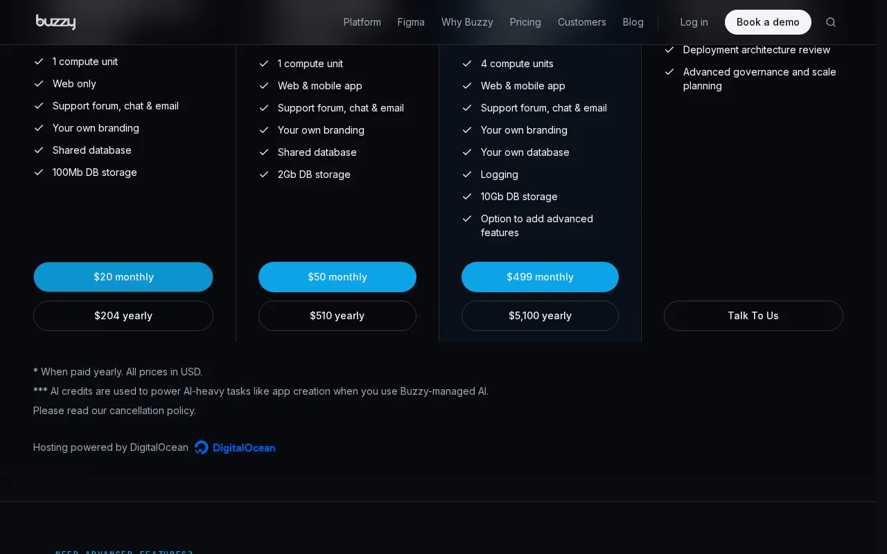 Buzzy — pricing page