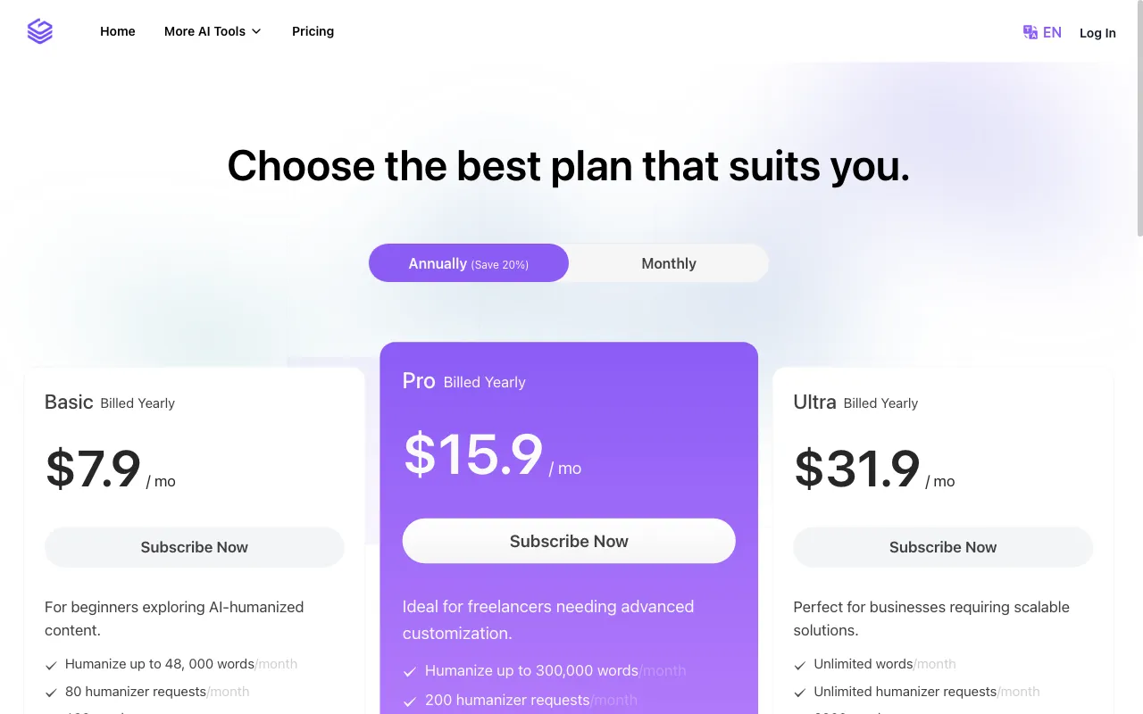 BypassGPT.co — pricing page