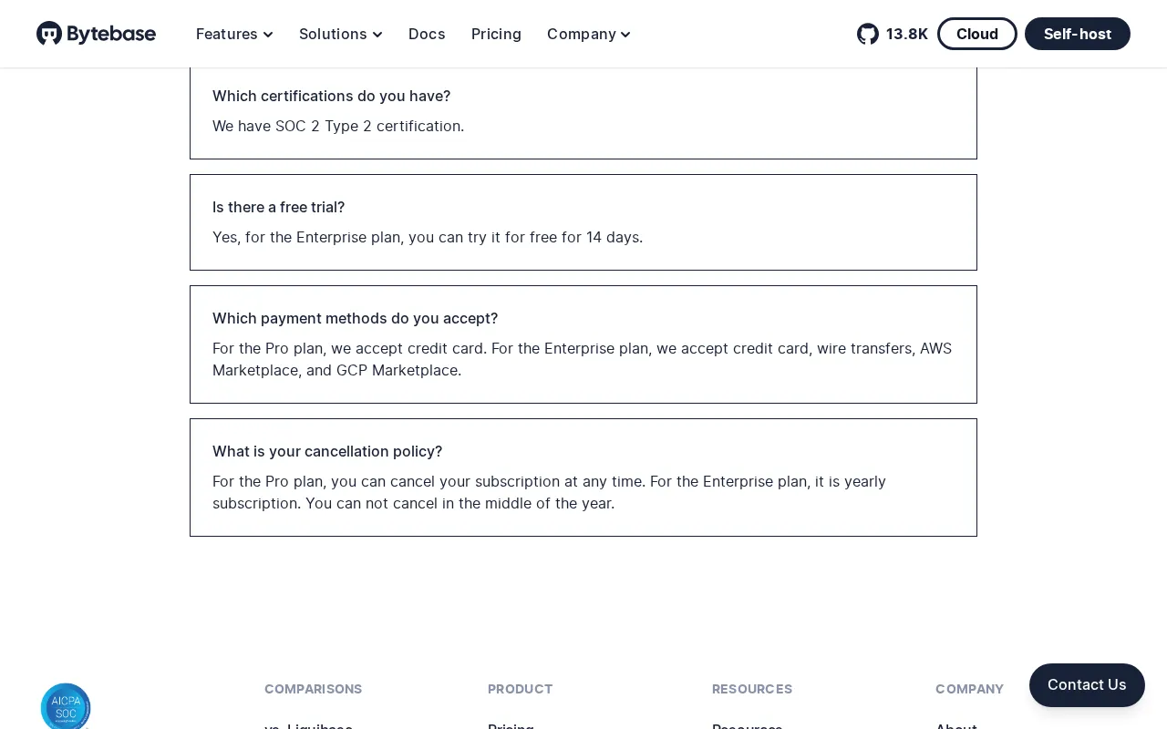 Bytebase — pricing page