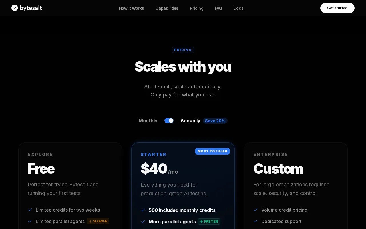 Bytesalt — pricing page