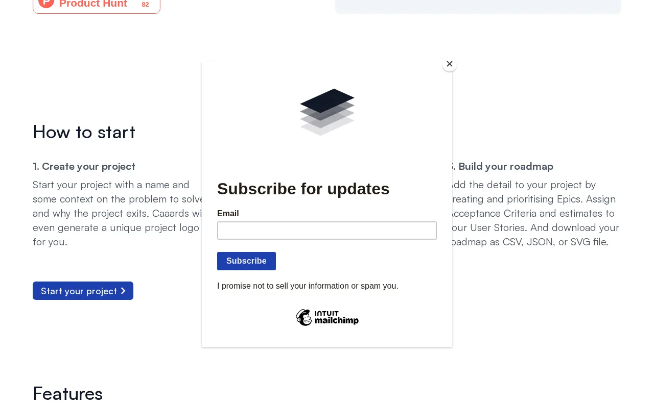 Caaards — pricing page