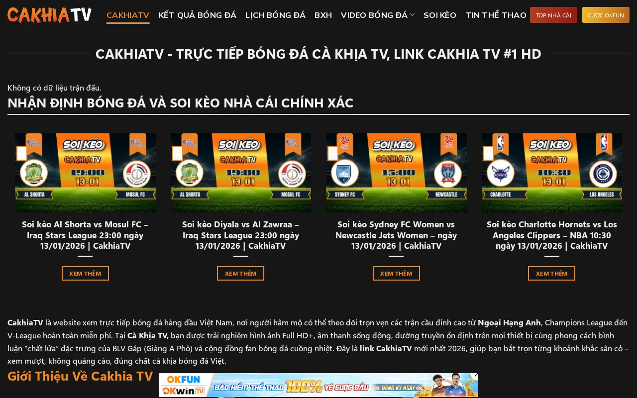 CakhiaTV - Trực Tiếp Bóng Đá Cakhia TV, Cà Khịa TV Full HD — preview screenshot
