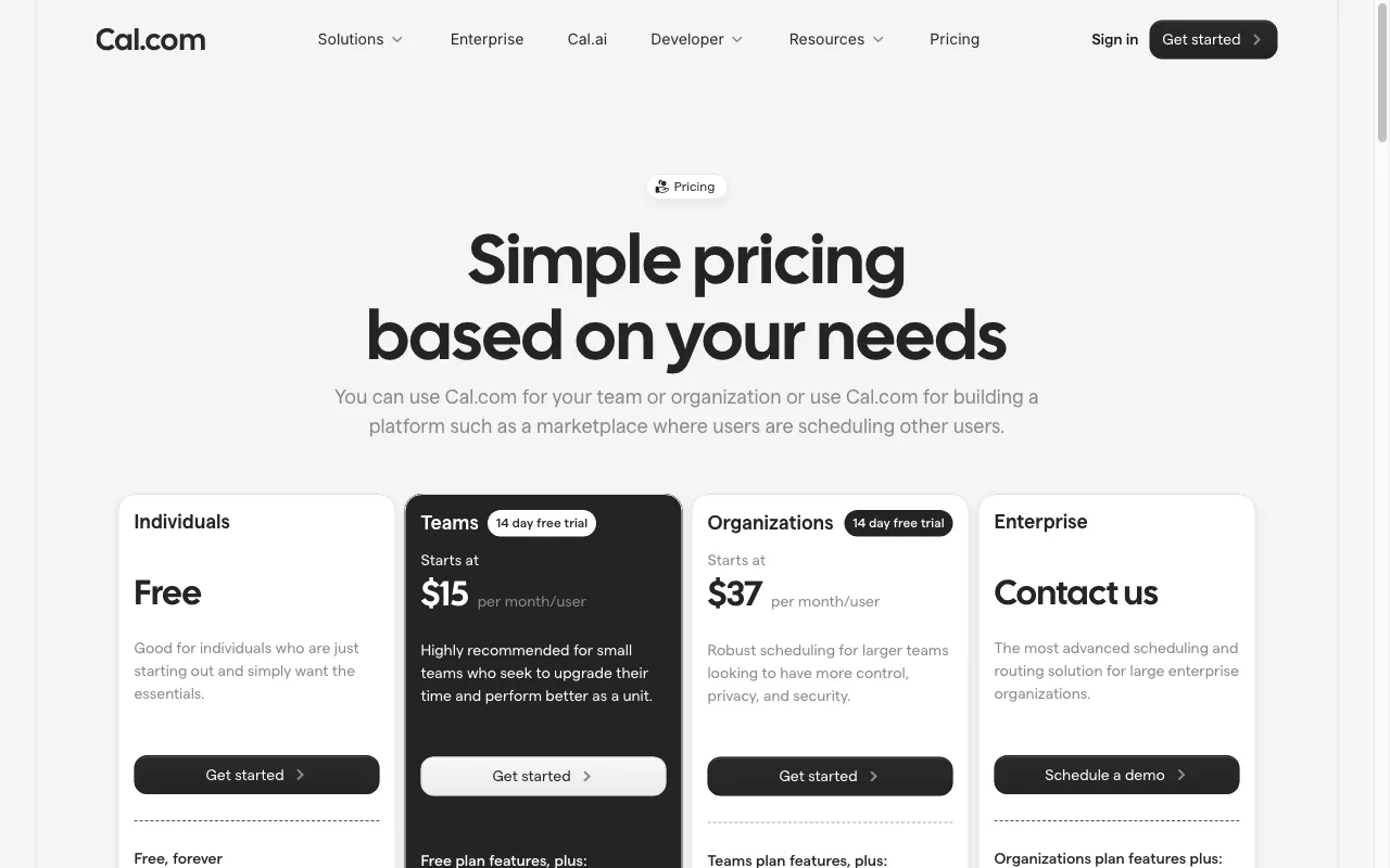 Cal.ai — pricing page