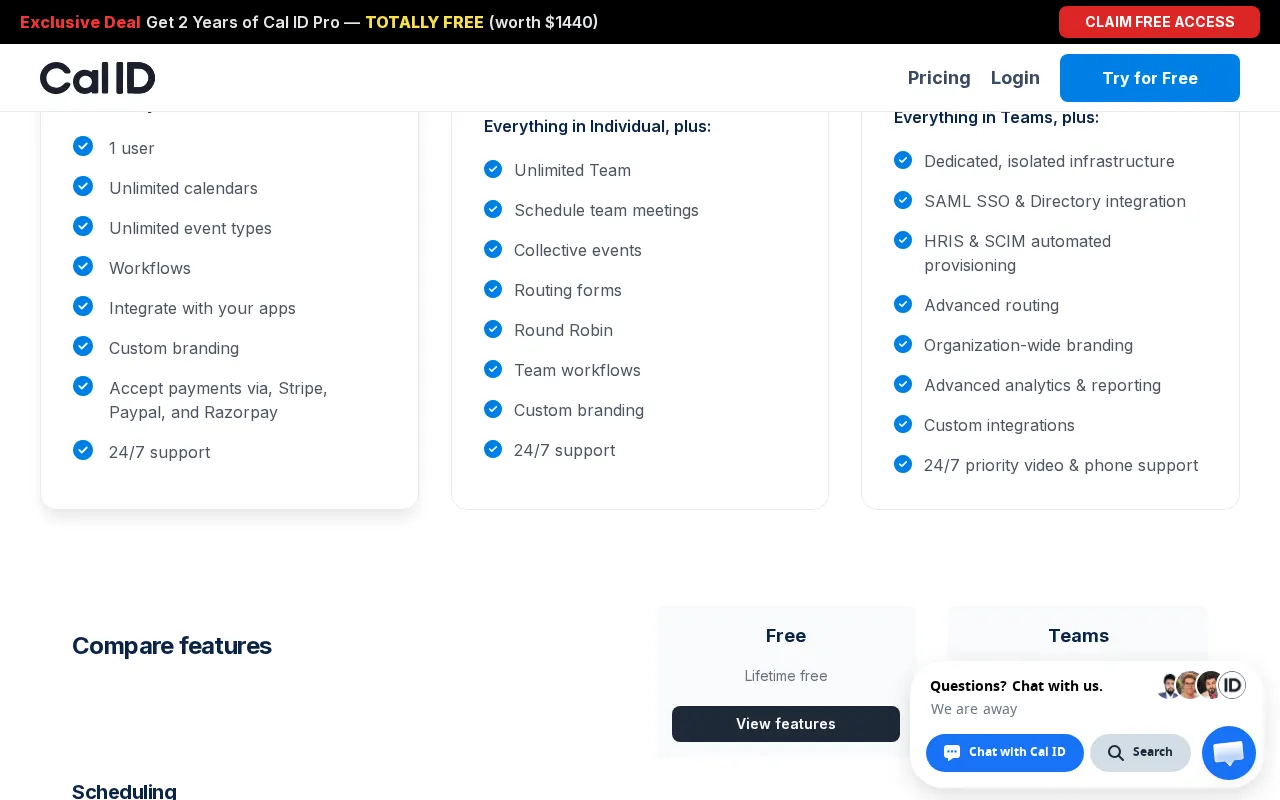 Cal ID — pricing page