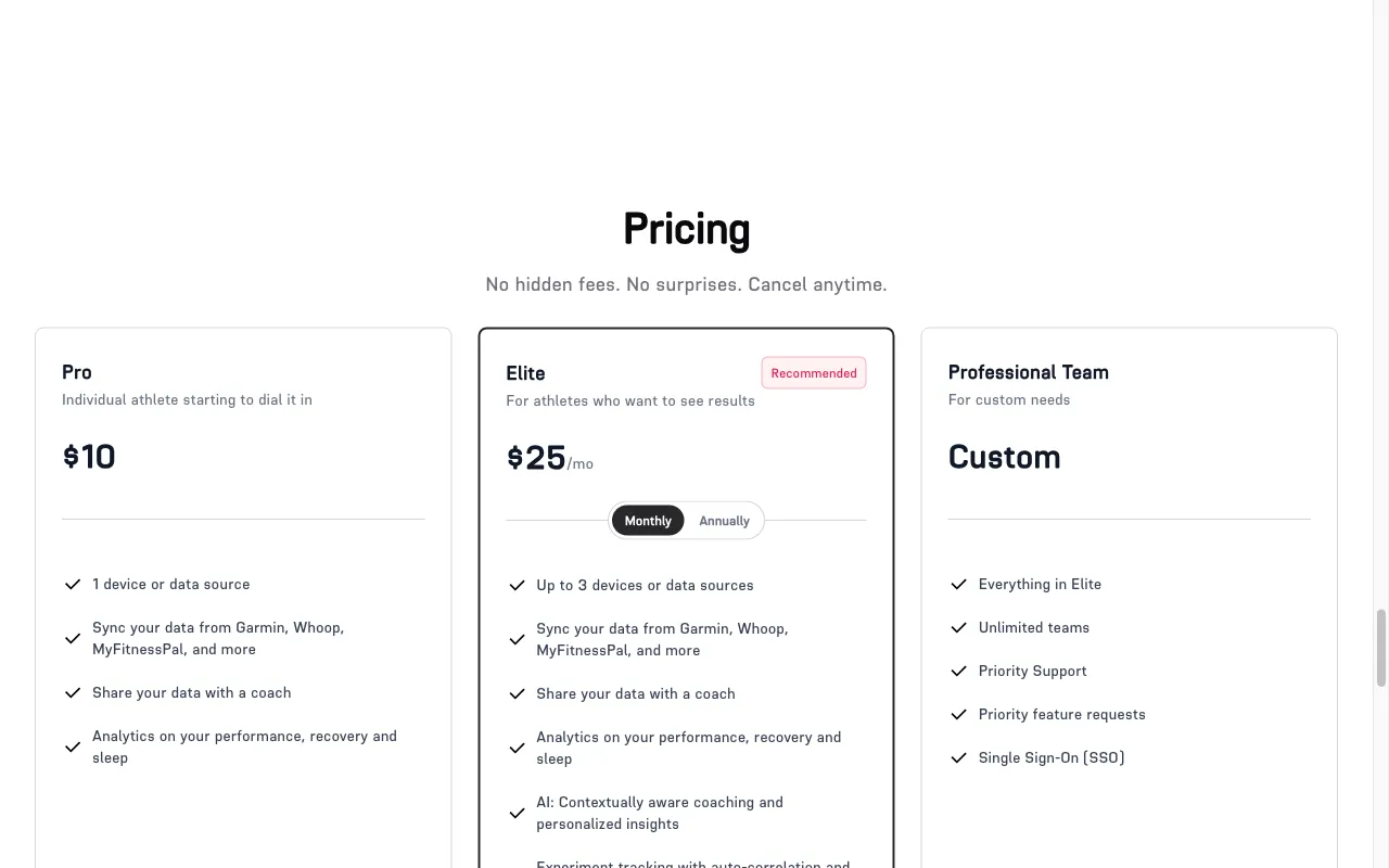 Calibrated Athlete — pricing page