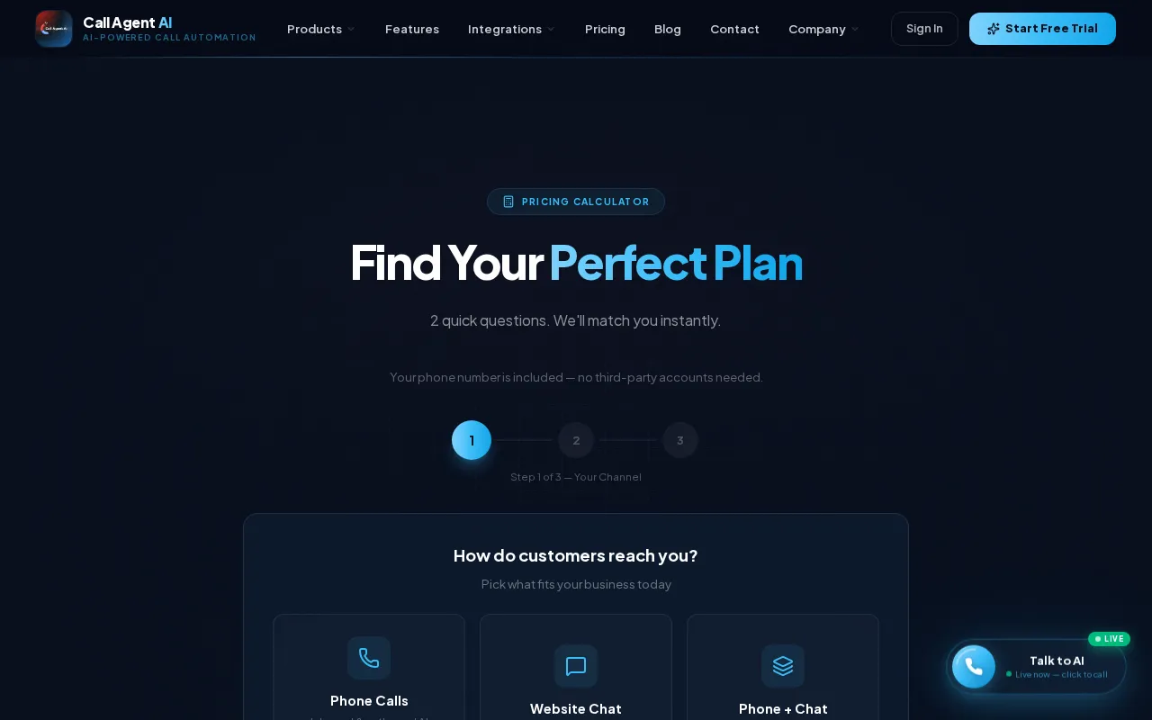 Call Agent AI — pricing page