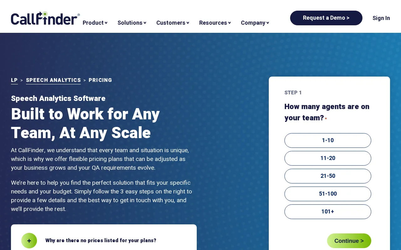 CallFinder — pricing page