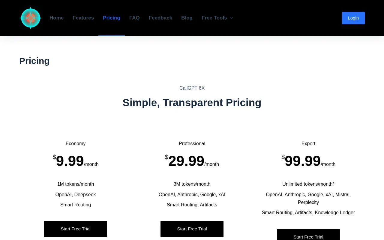 CallGPT 6X — pricing page