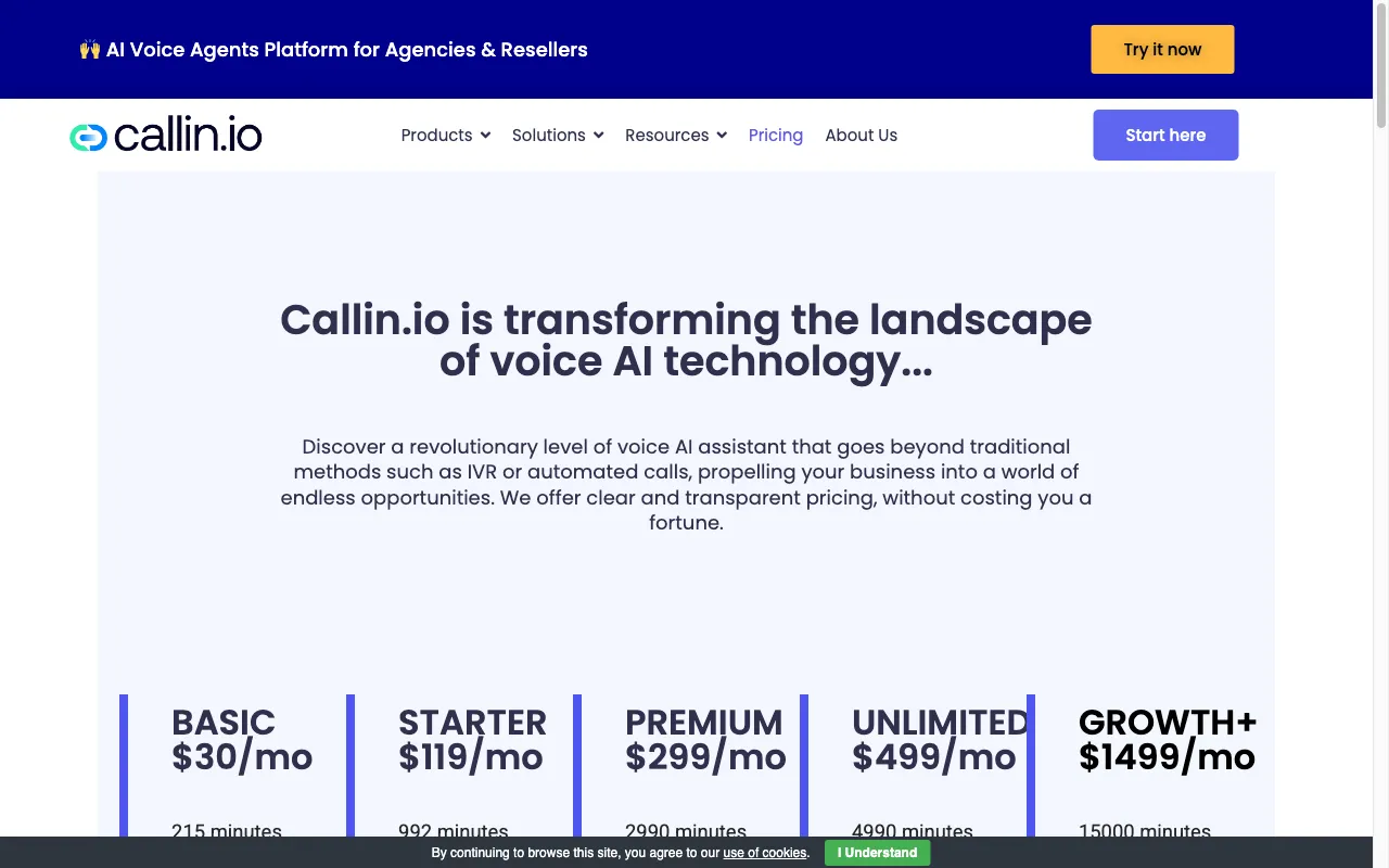 Callin.io — pricing page