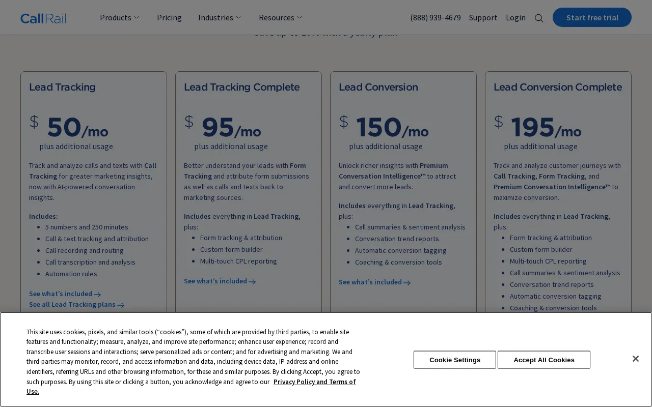 Callrail — pricing page
