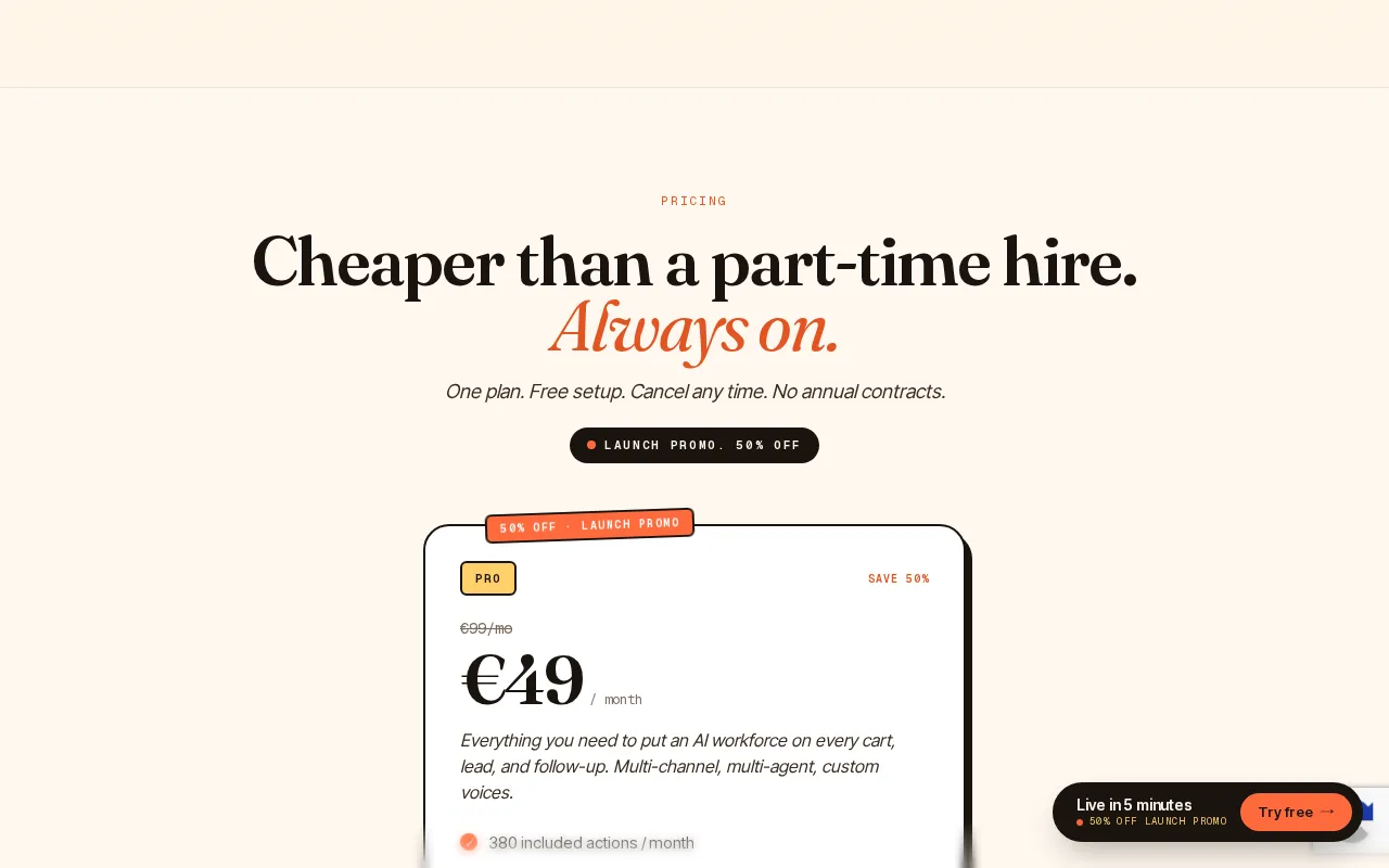 Callsy AI — pricing page