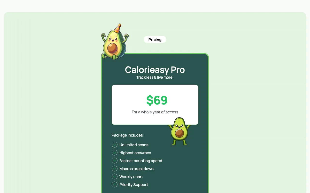 Calorieasy — pricing page