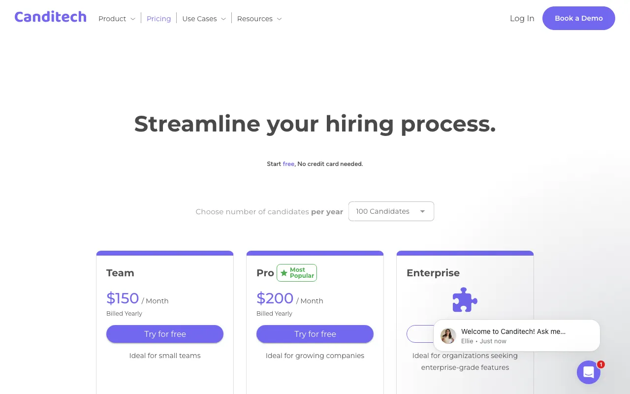 Canditech — pricing page