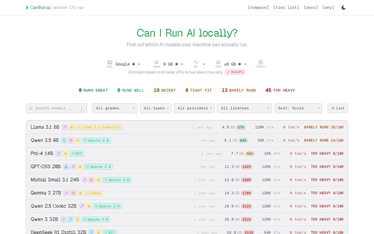 CanIRun.ai — preview screenshot