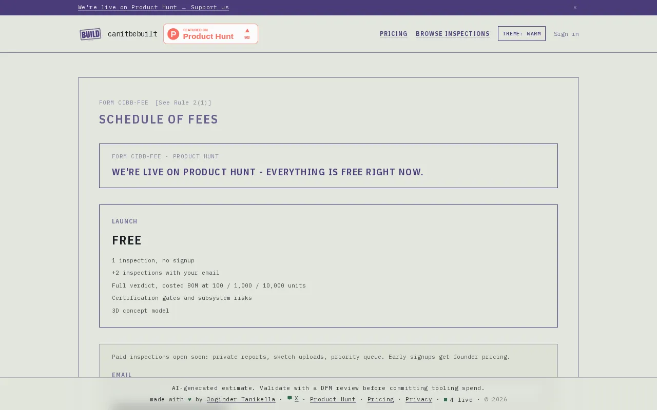 canitbebuilt — pricing page