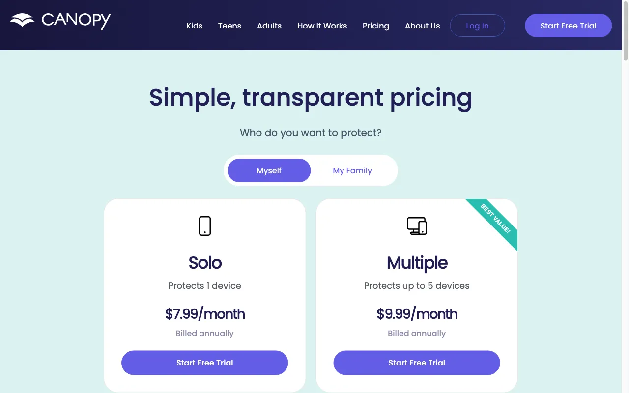 Canopy — pricing page