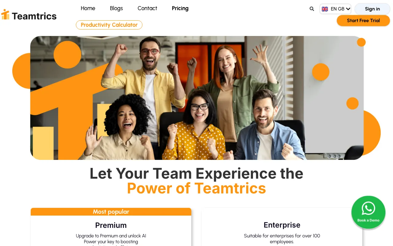 Teamtrics — pricing page