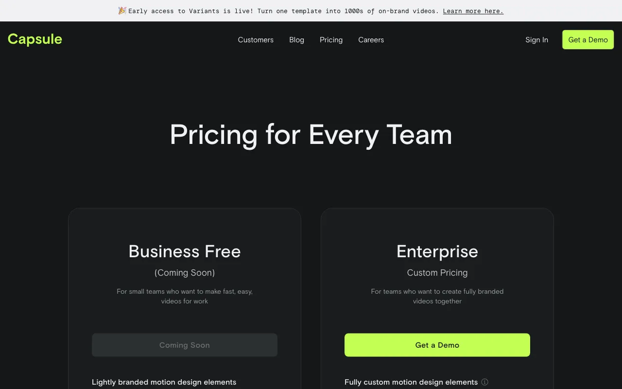 Capsule — pricing page