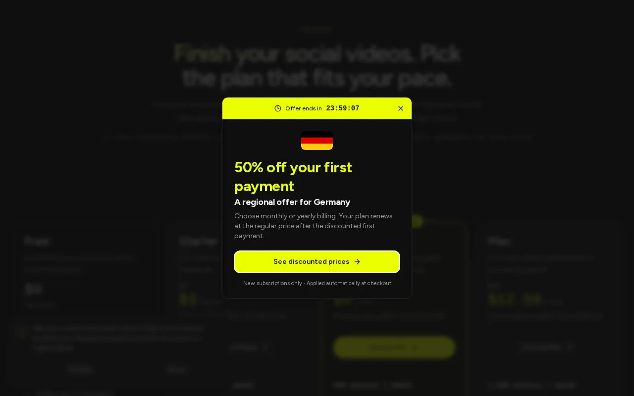 CaptionBolt — pricing page