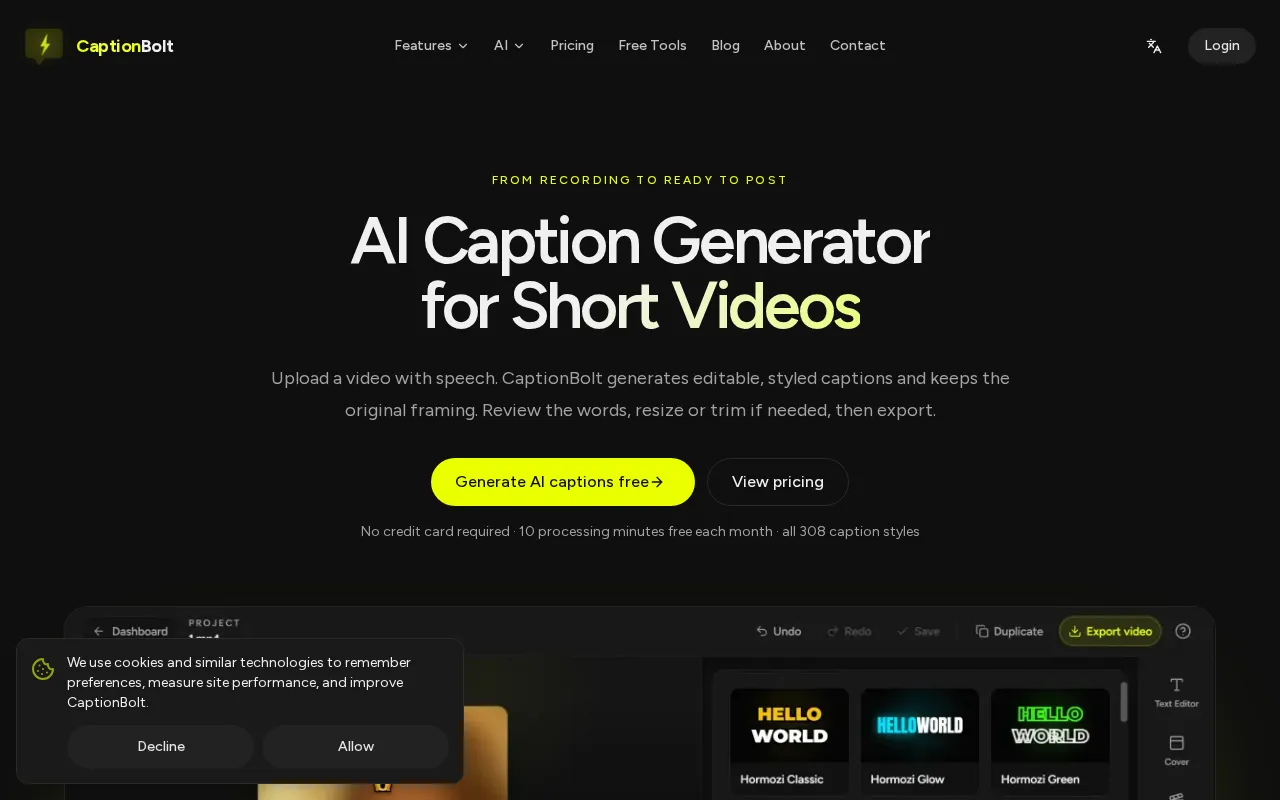 CaptionBolt — preview screenshot