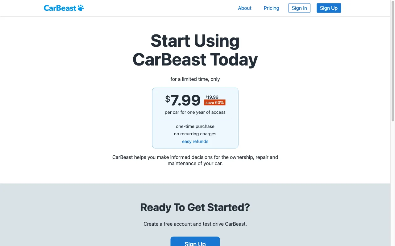 CarBeast — pricing page
