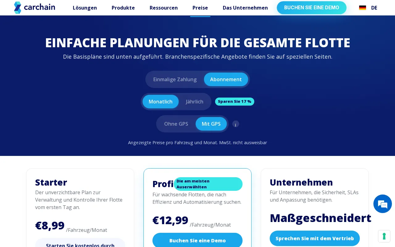 Carchain — pricing page