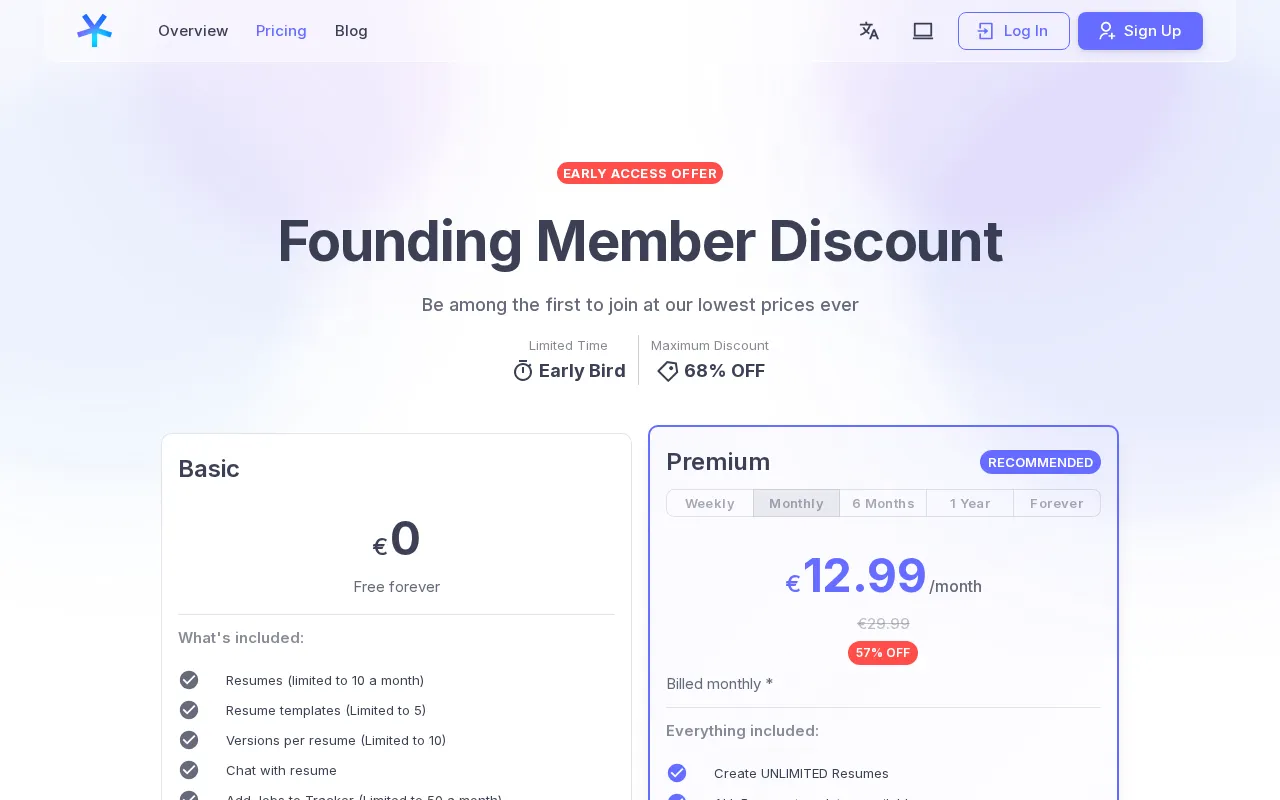 CareerBoom AI — pricing page