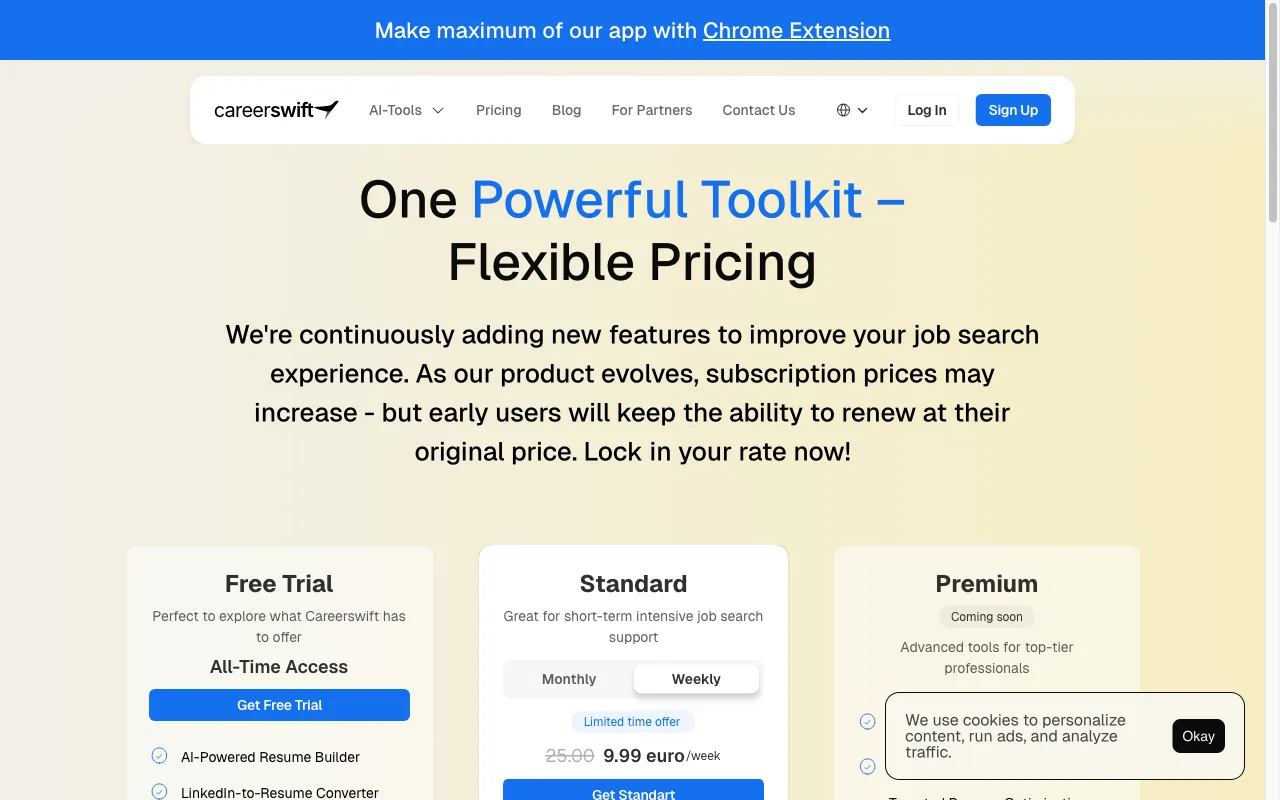 CareerSwift — pricing page