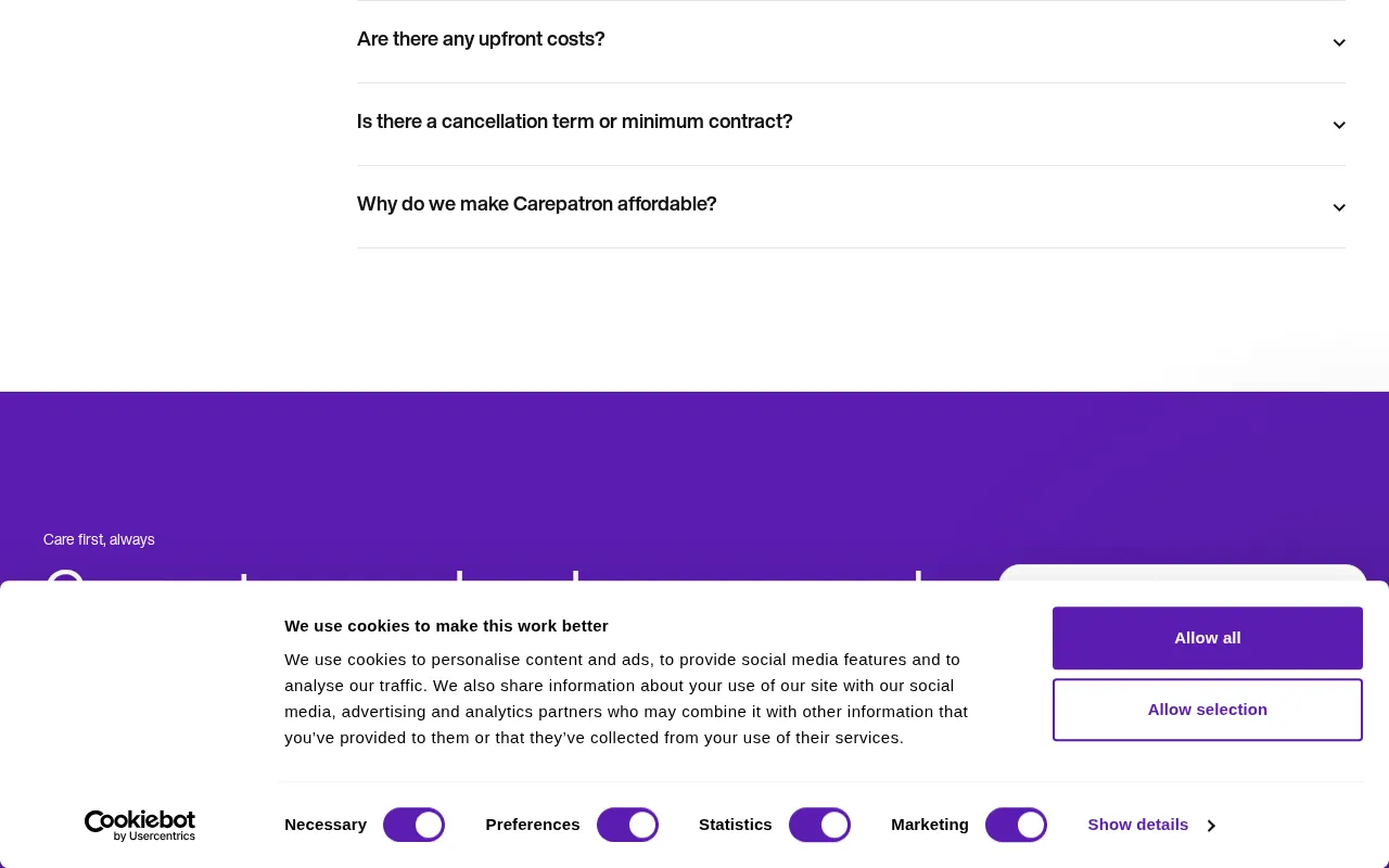 Carepatron — pricing page