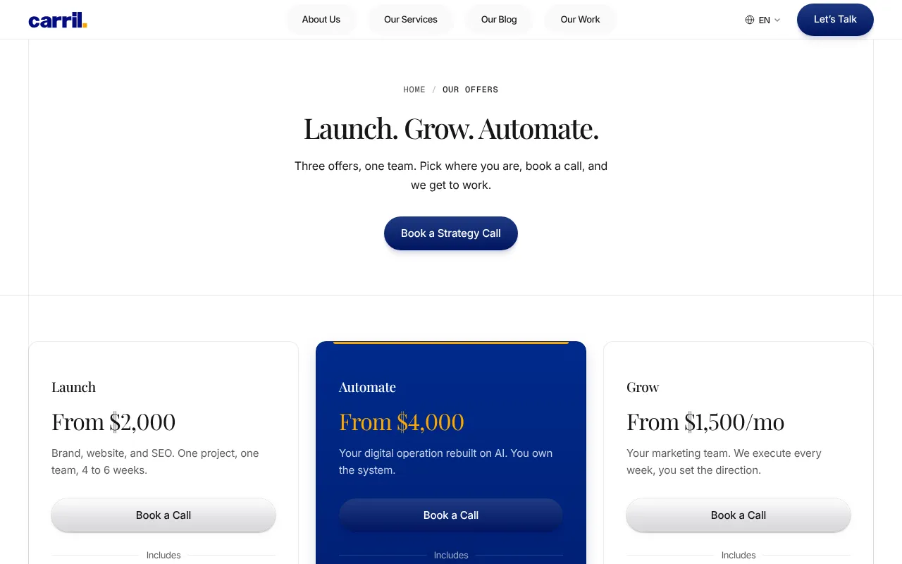 Carril Agency — pricing page