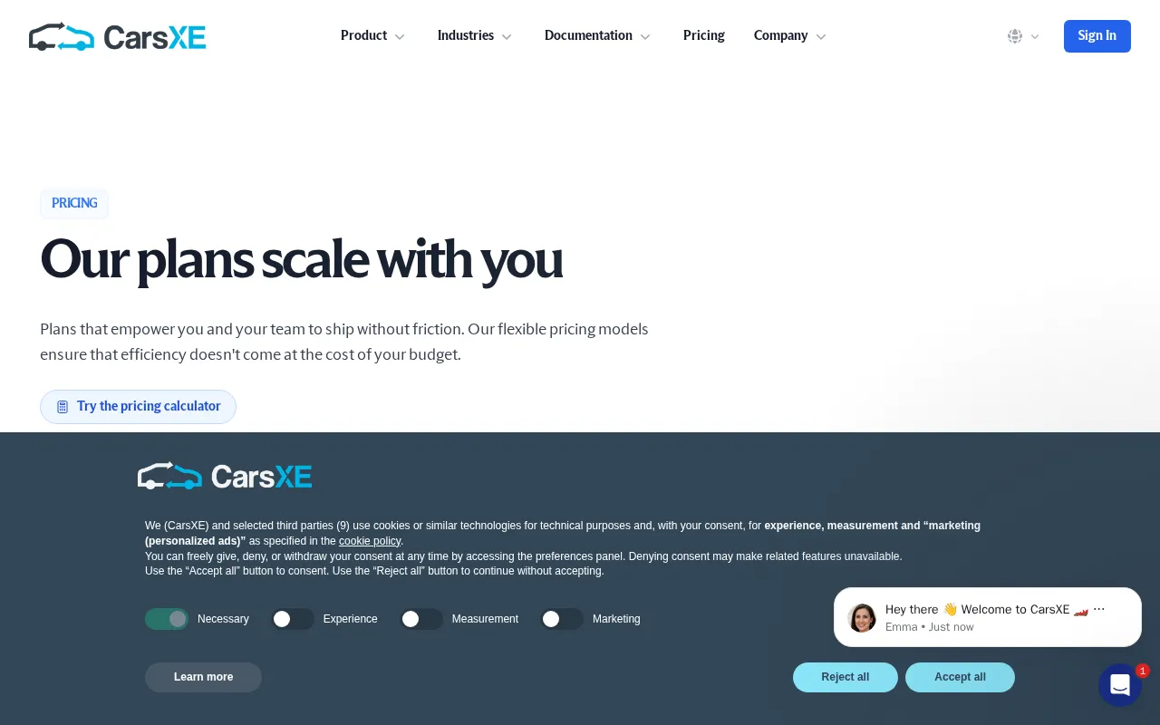 Carsxe — pricing page