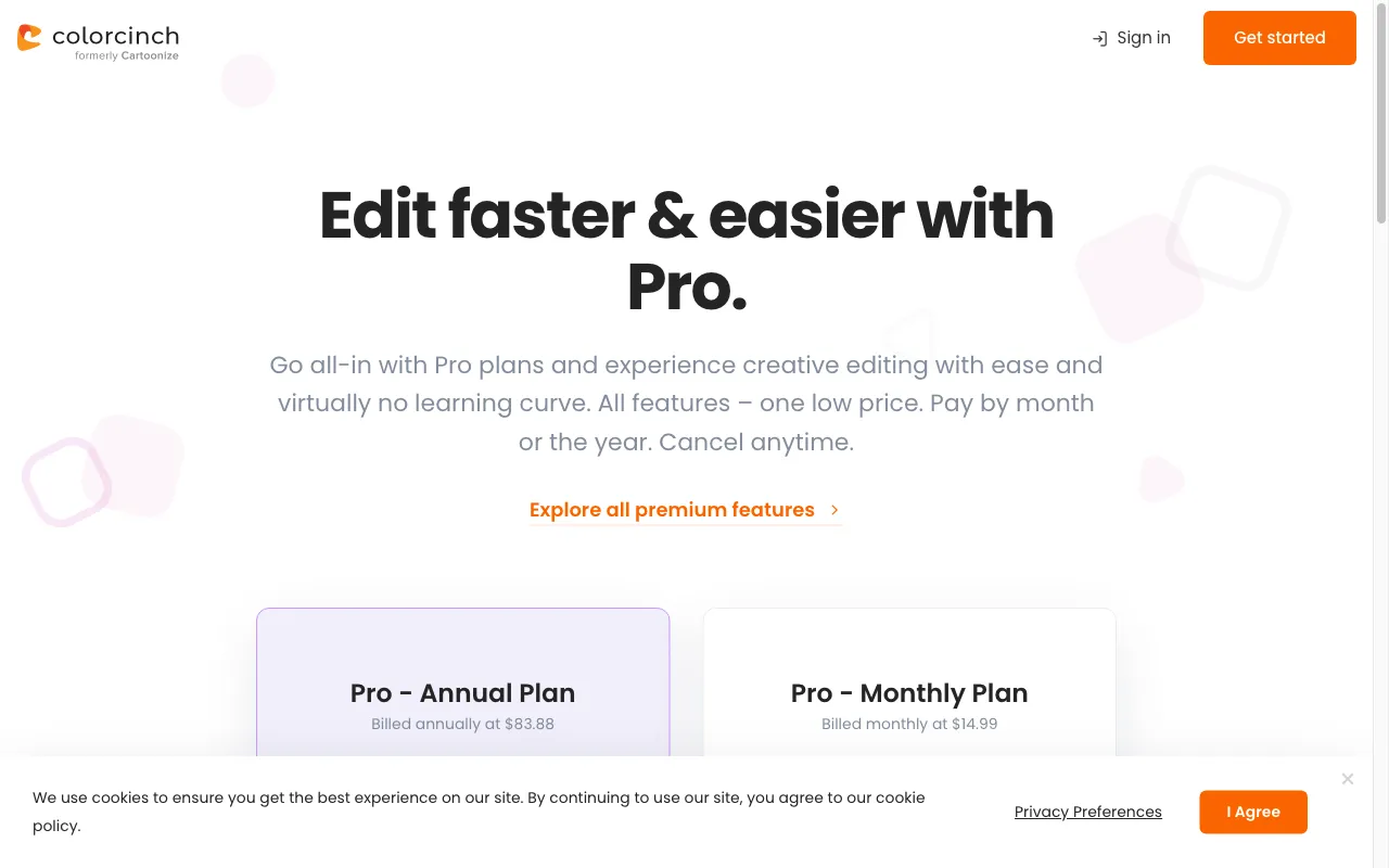 Cartoon Yourself — pricing page