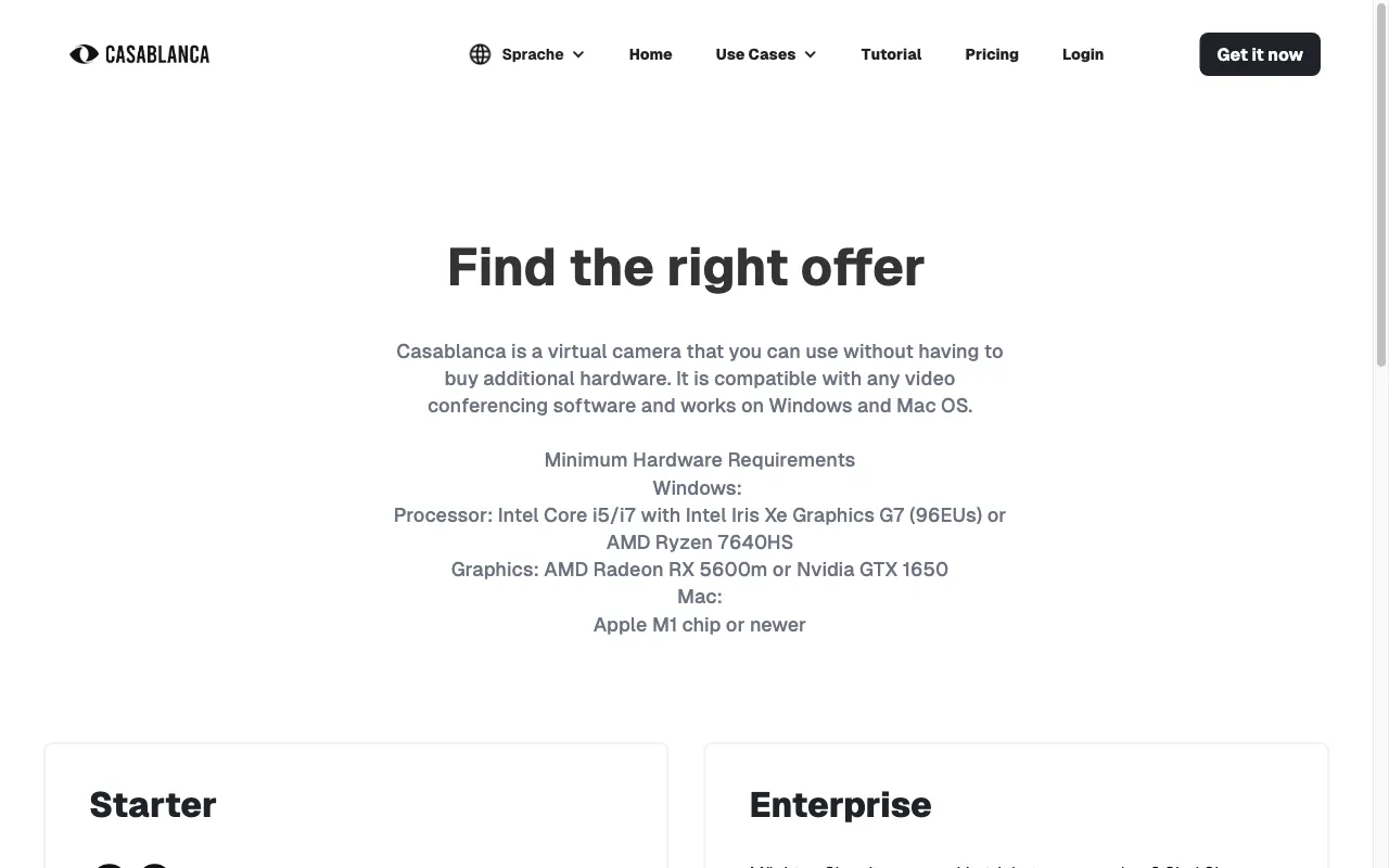 Casablanca — pricing page
