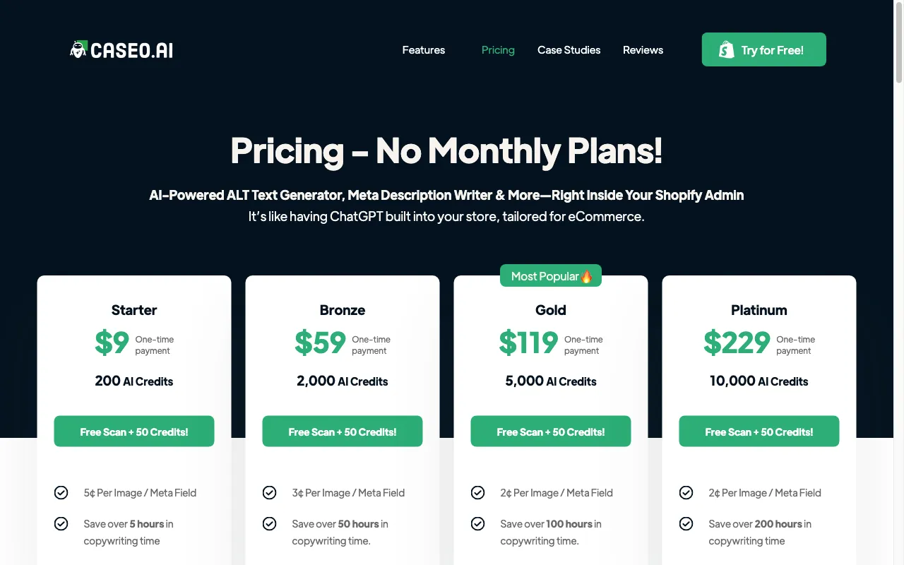 Caseo.ai — pricing page