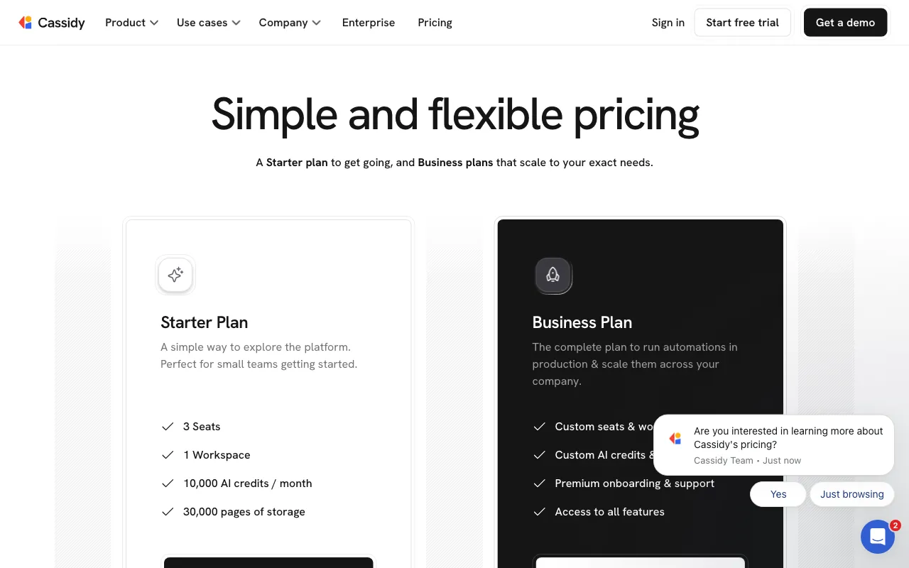 Cassidy — pricing page