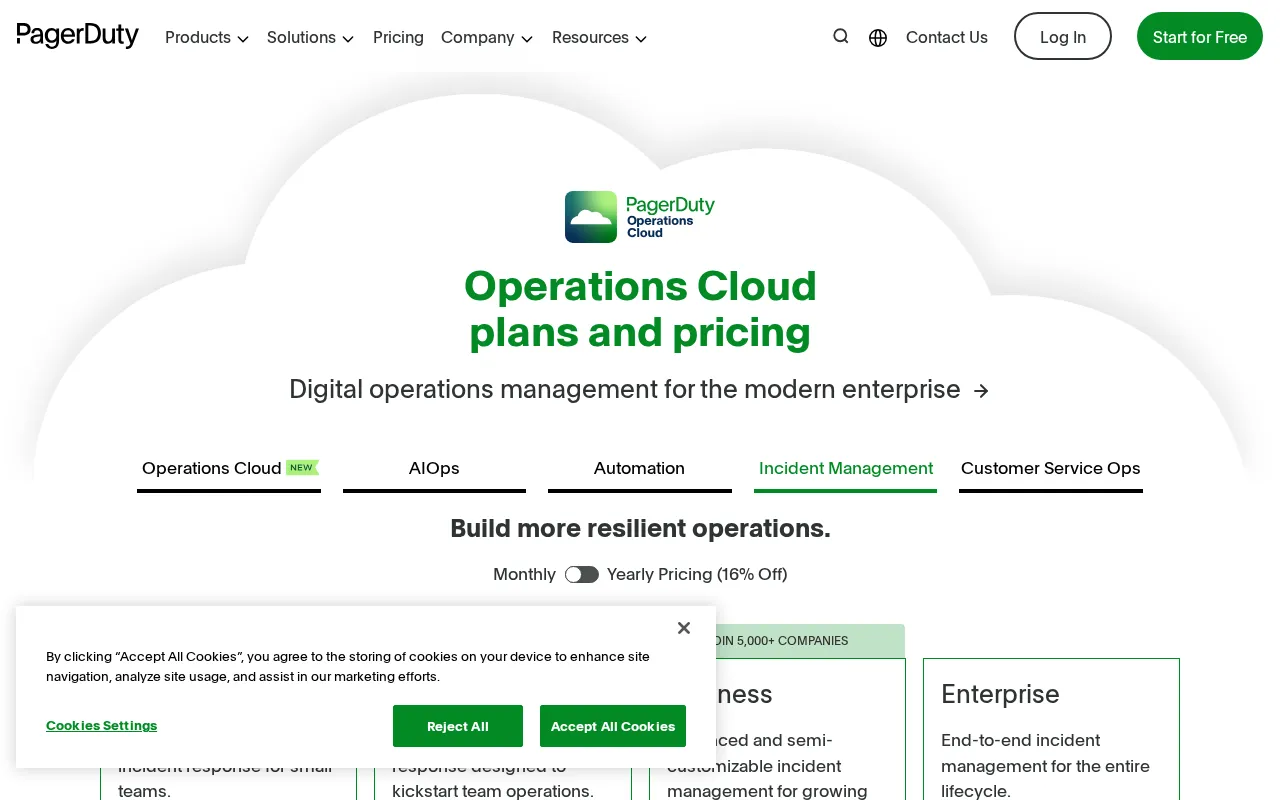 PagerDuty — pricing page
