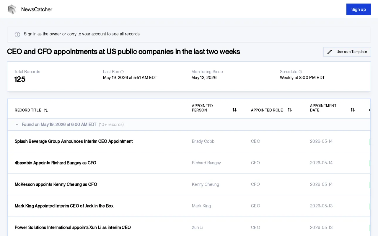 CatchAll by NewsCatcher — preview screenshot