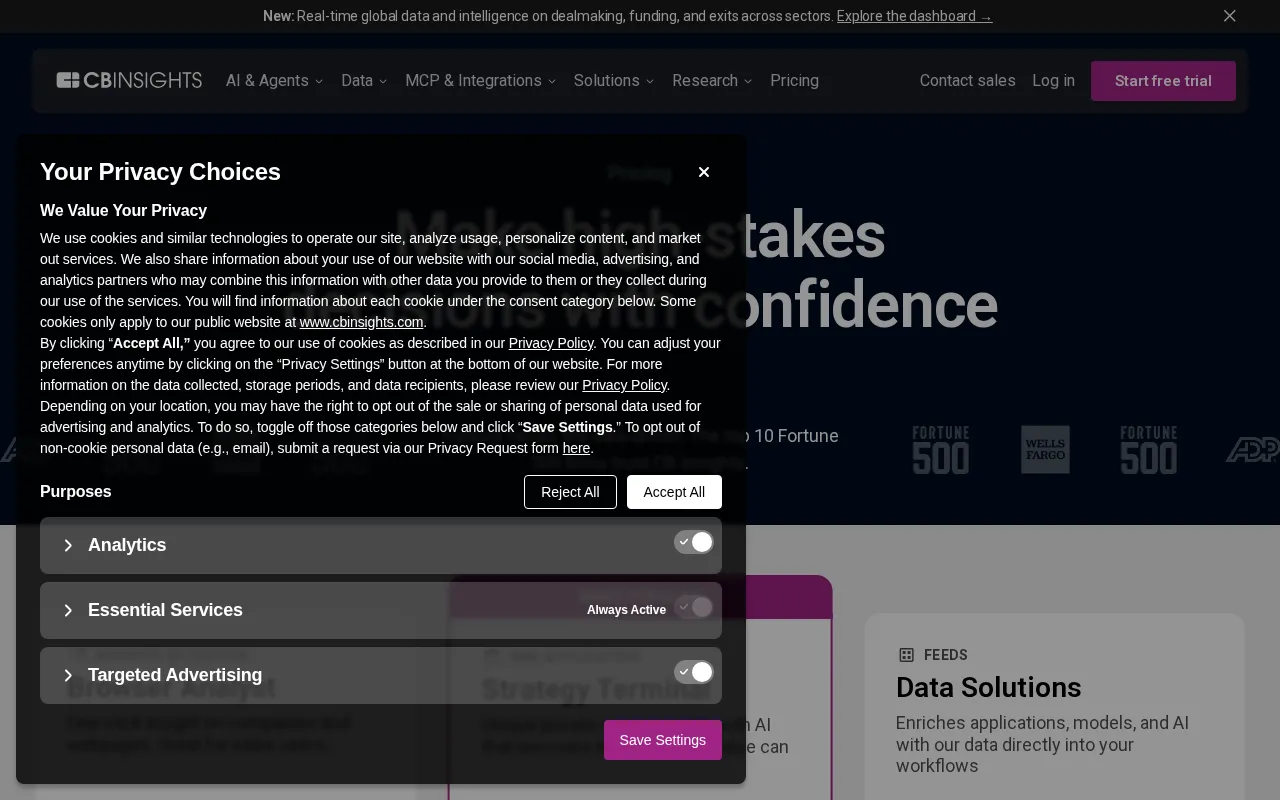 CB Insights — pricing page