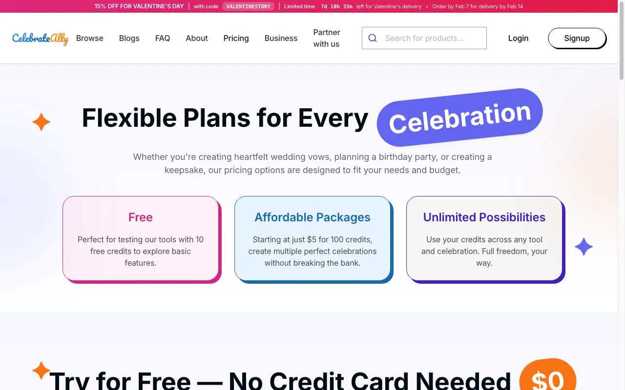 CelebrateAlly AI — pricing page