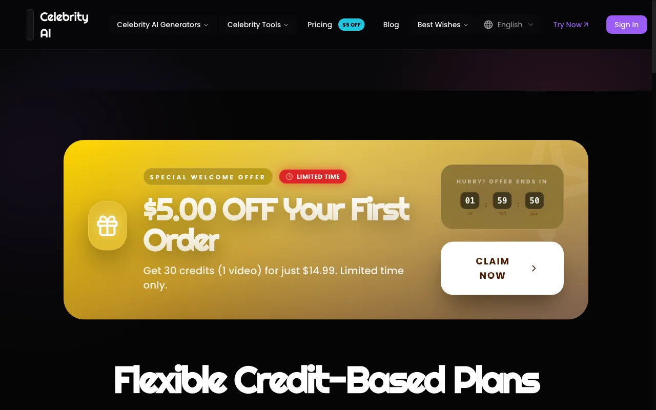 Celebrity AI — pricing page