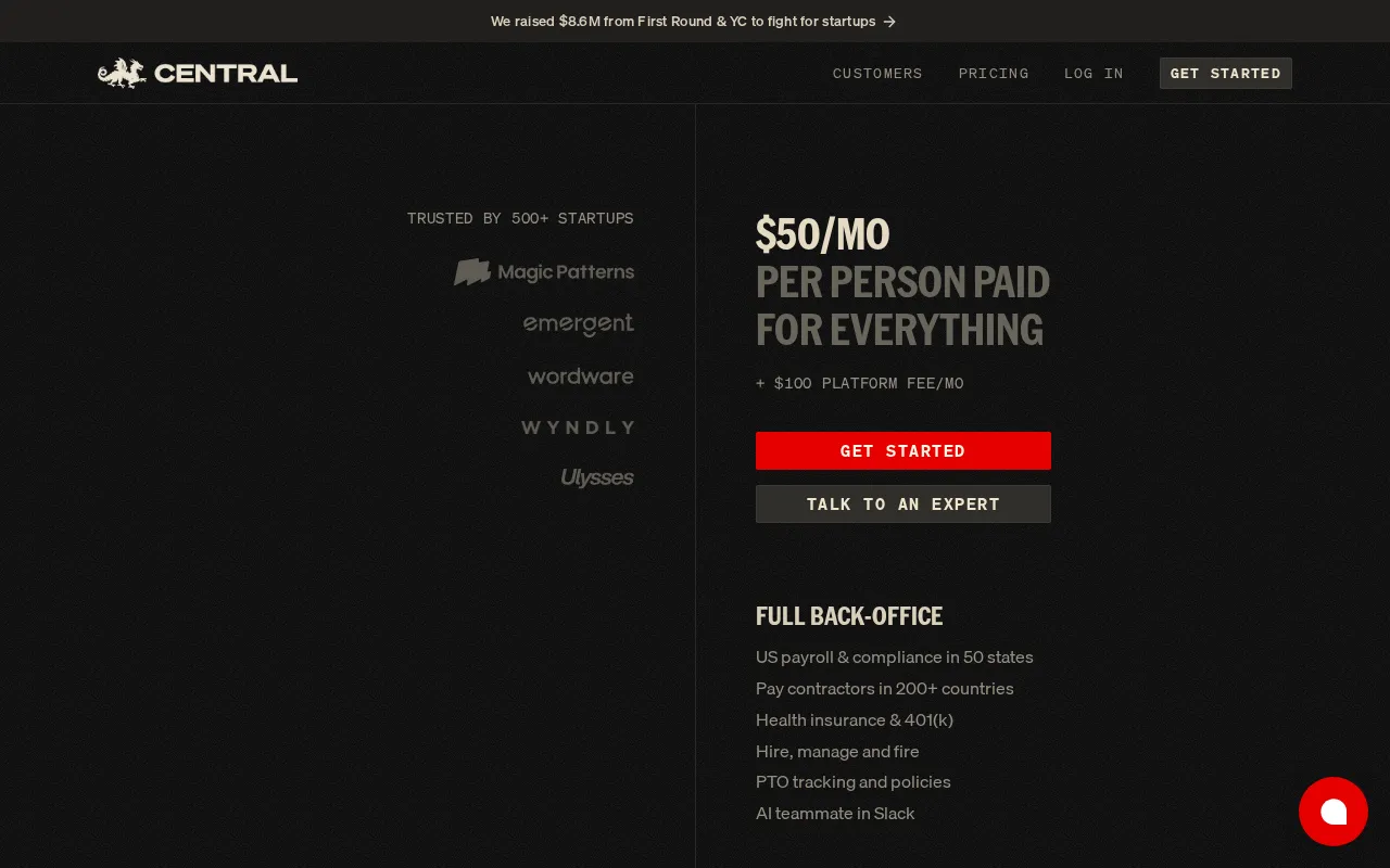 Central (YC S24) — pricing page