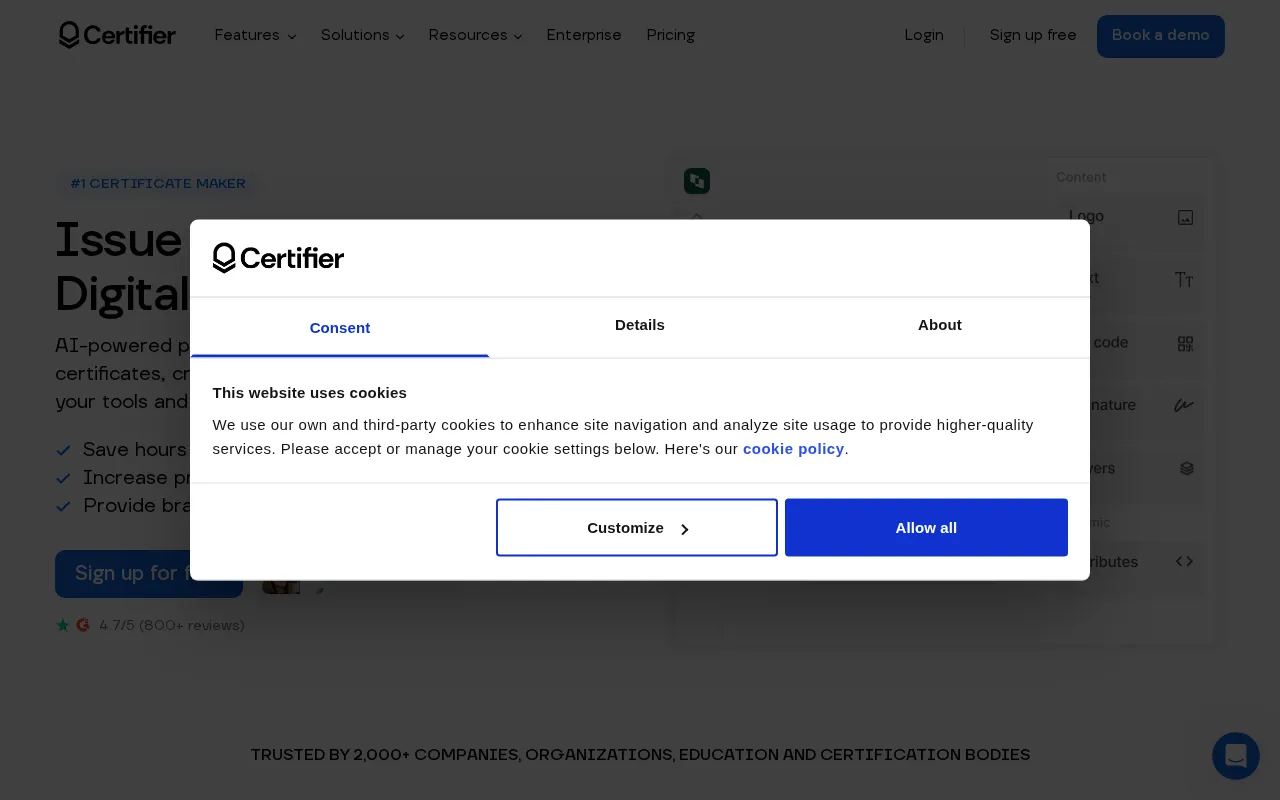 Certifier — preview screenshot