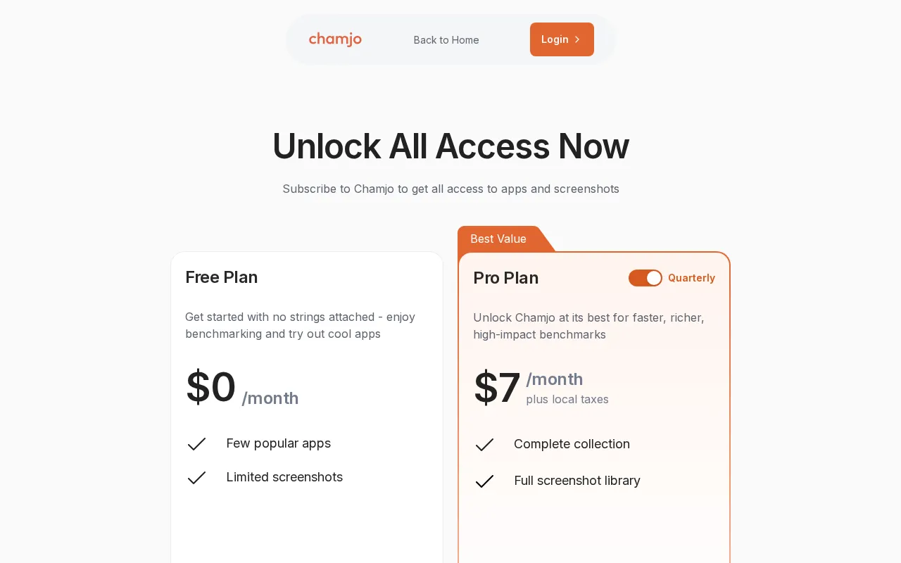 Chamjo — pricing page